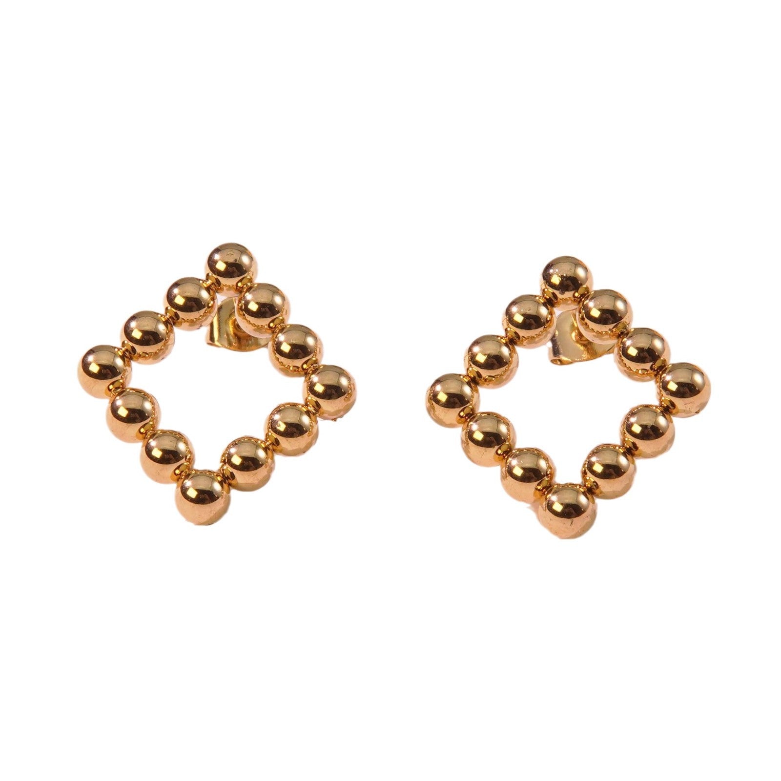 Wholesale stainless steel earrings 18K gold love flowers geometric gold beads earrings