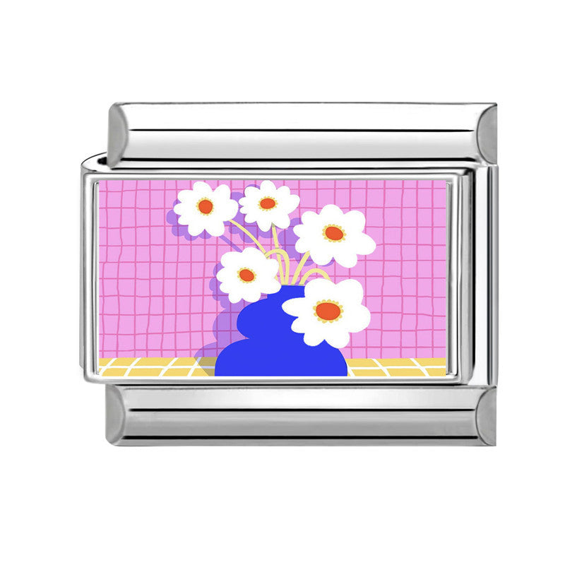 Wholesale  Italian Charm Bracelet 9mm DIY Fresh Floral-Themed  Creative Stainless Steel Composable Bracelet