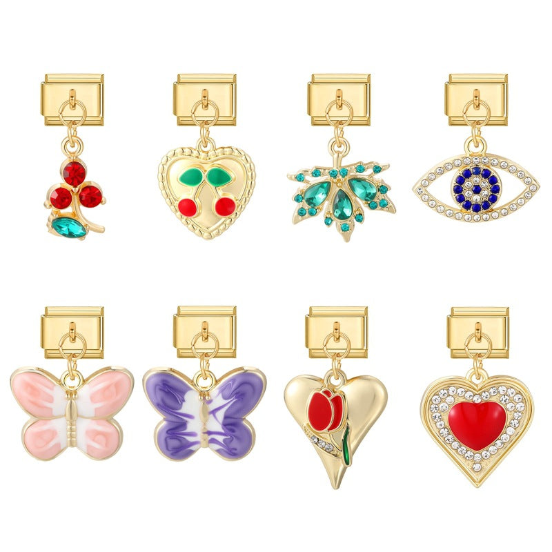 Wholesale New Color Creative Butterfly DIY Gold Pendant Module Jewelry Personalized Retro Handmade Craft Bracelet Accessories