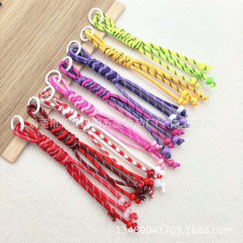 Wholesale Trendy Hand Knitted Contrast Color Keychain Lanyard Polyester Car Key Accessory