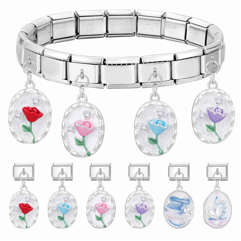 Wholesale Italian Charm Bracelet 9mm DIY Splicing Creative Pendant Stainless Steel Composable Bracelet
