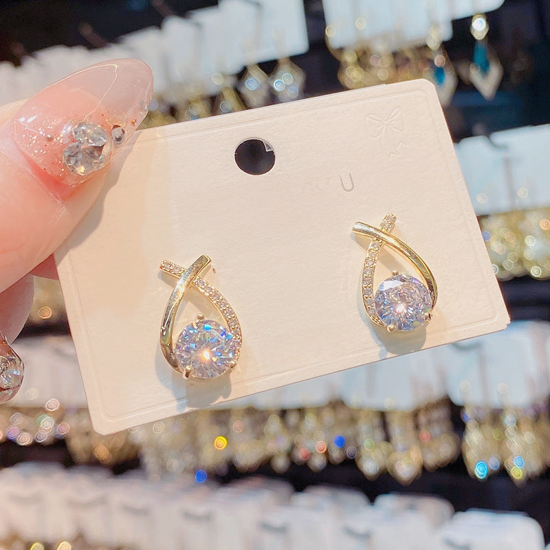 Wholesale Diamond Cross Light Luxury  Earrings