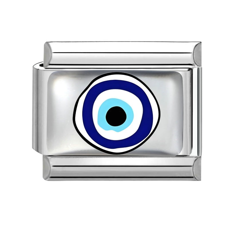 Wholesale 9mm Italian Charm Starter Bracelets DIY Flower Evil Eye Series Stainless Steel Composable Bracelet