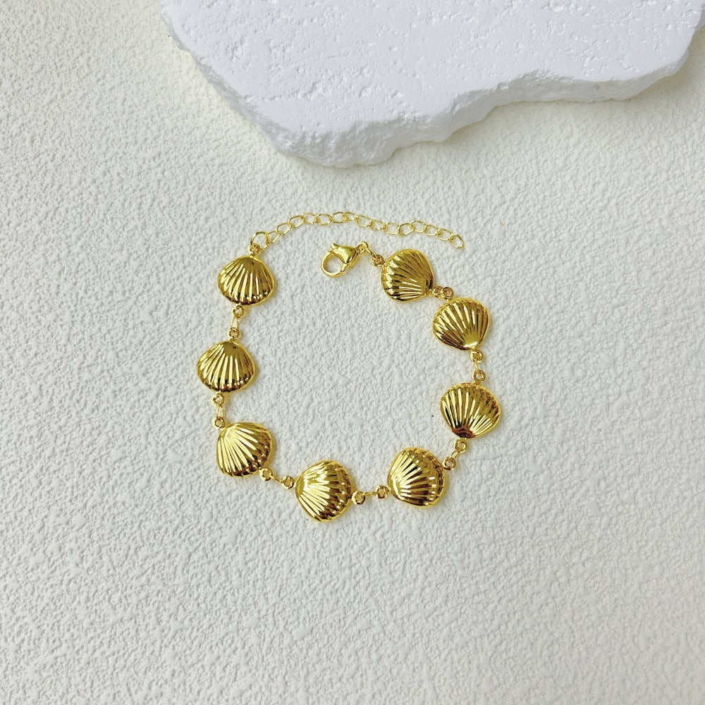 Wholesale  marine series stainless steel three-dimensional hollow shell necklace