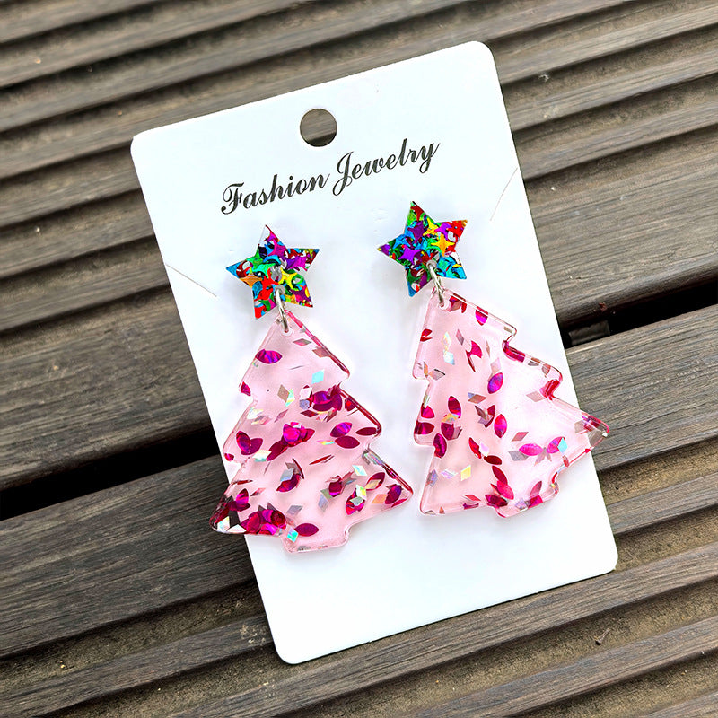 Wholesale Christmas Tree Pendant Acrylic Earrings