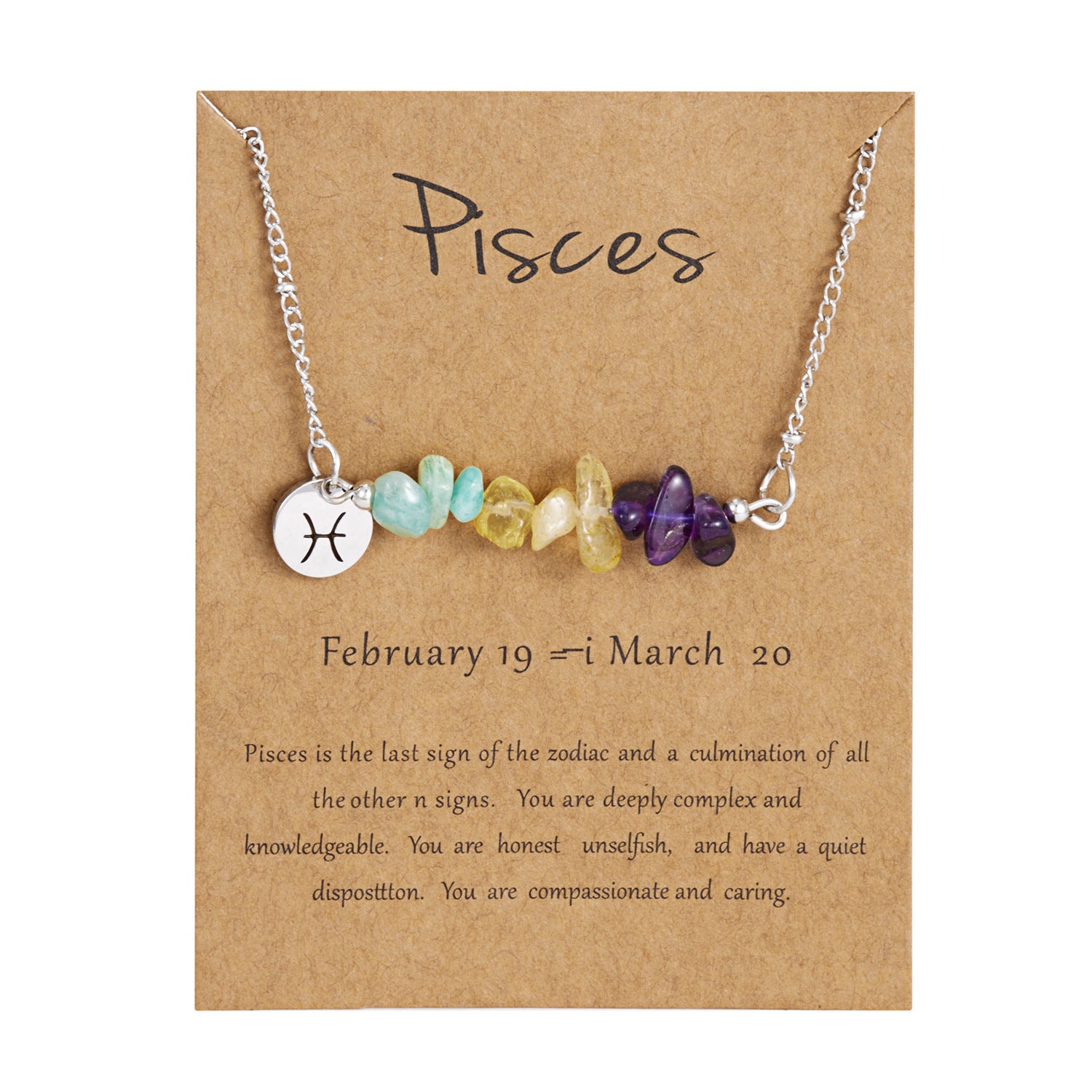 Großhandel Edelstahl Zwölf Konstellation Halskette Unregelmäßige Natursteinkette