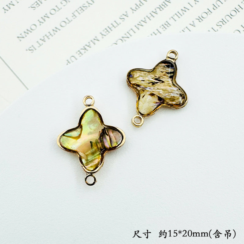 Wholesale Trendy Geometric Shell Pendant Copper Electroplated DIY Jewelry Accessory For Layering Necklaces Boutique Resale