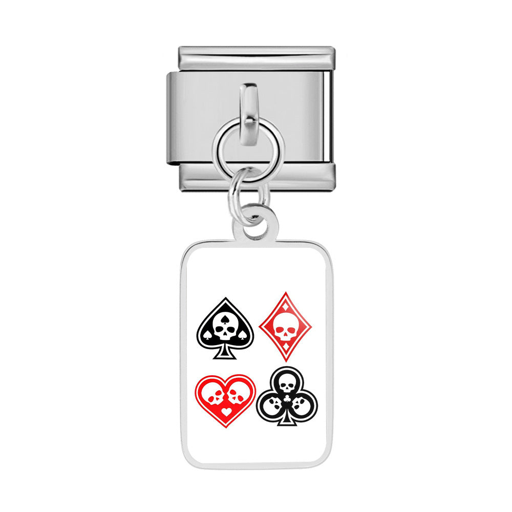 Wholesale Trendy Playing Card Pendant Stainless Steel Bracelet Fashion Accessory For Boutique Resale