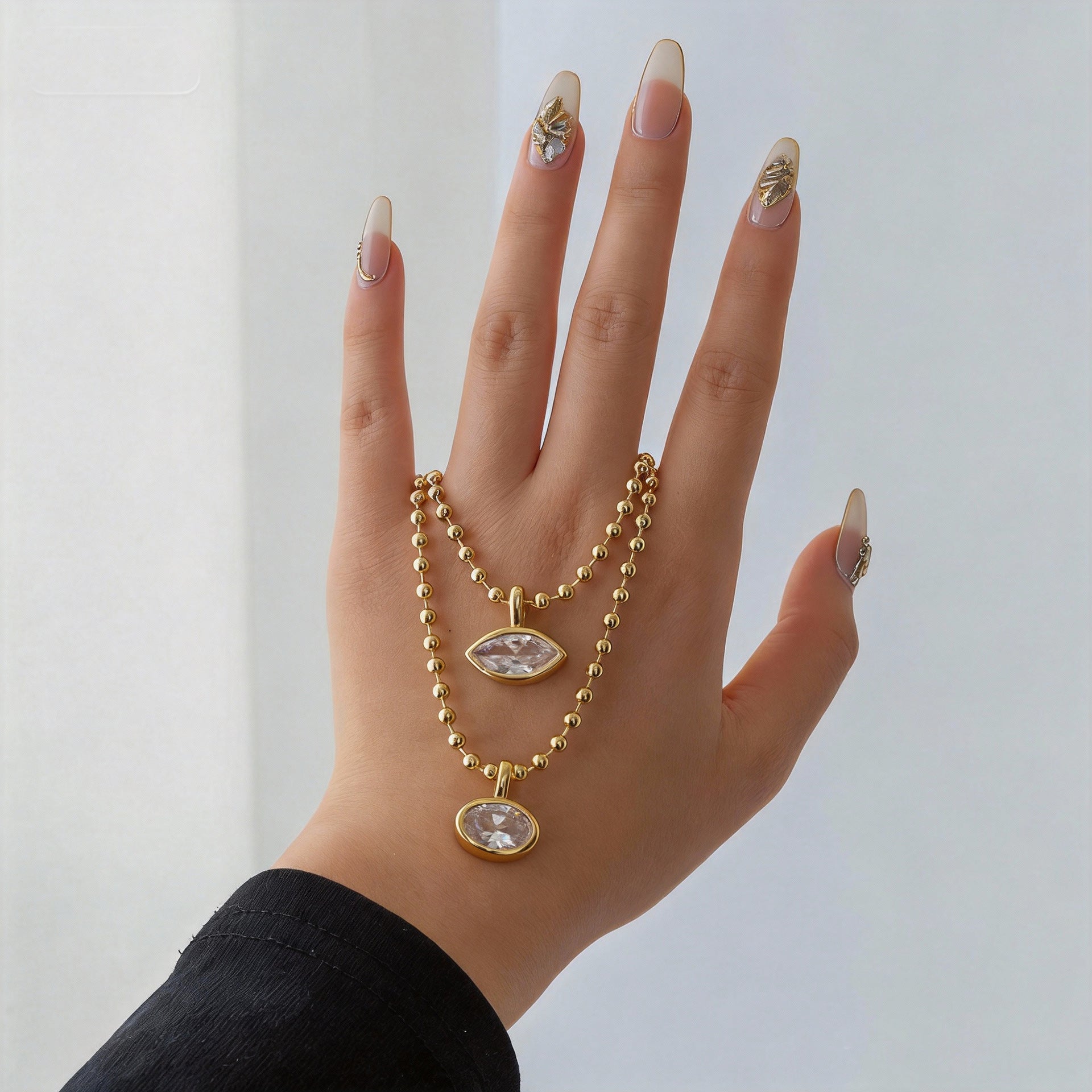 Wholesale Gold Electroplated Copper Zircon Pendant Necklace,  Geometric Shape,  Fashion Accessory for Women,  Gift Idea