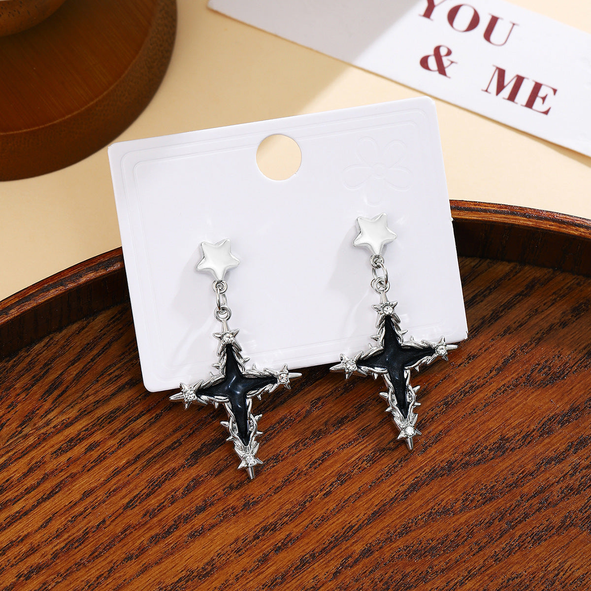 Wholesale Dark Diamond Cross Earrings