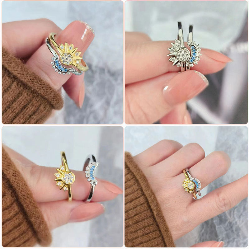 Wholesale Sun and Moon Stackable Celestial Couple Rings Rings Set ACC-RS-YJY006