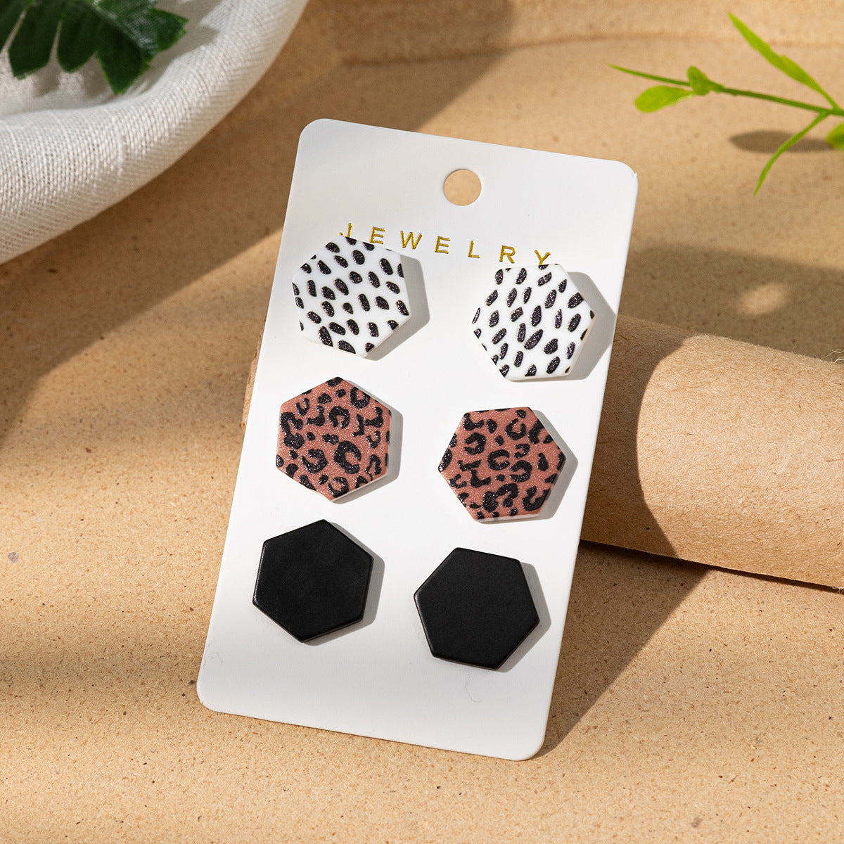 Wholesale Leopard Print Acrylic Heart Earrings
