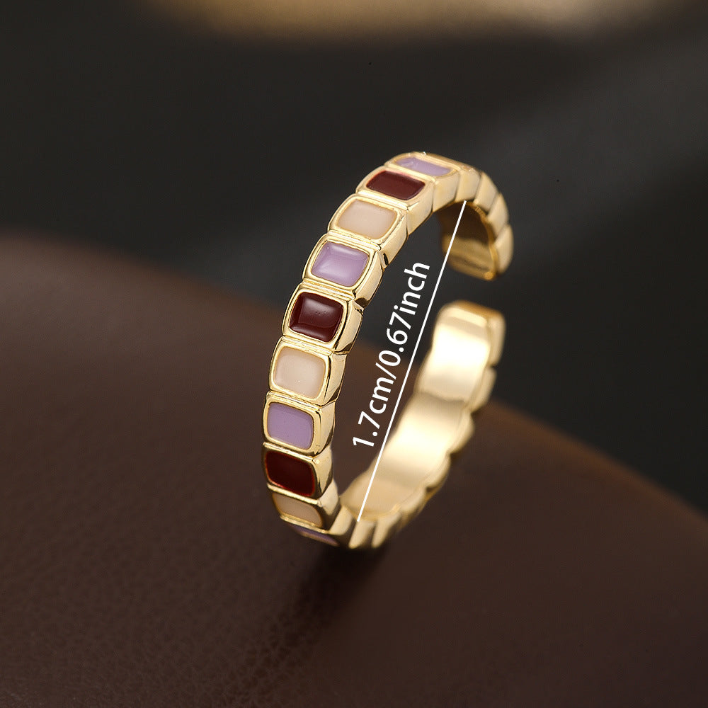 Wholesale Copper Zircon Electroplated Women S Open Ring Geometric Design Fashion Jewelry Accessory