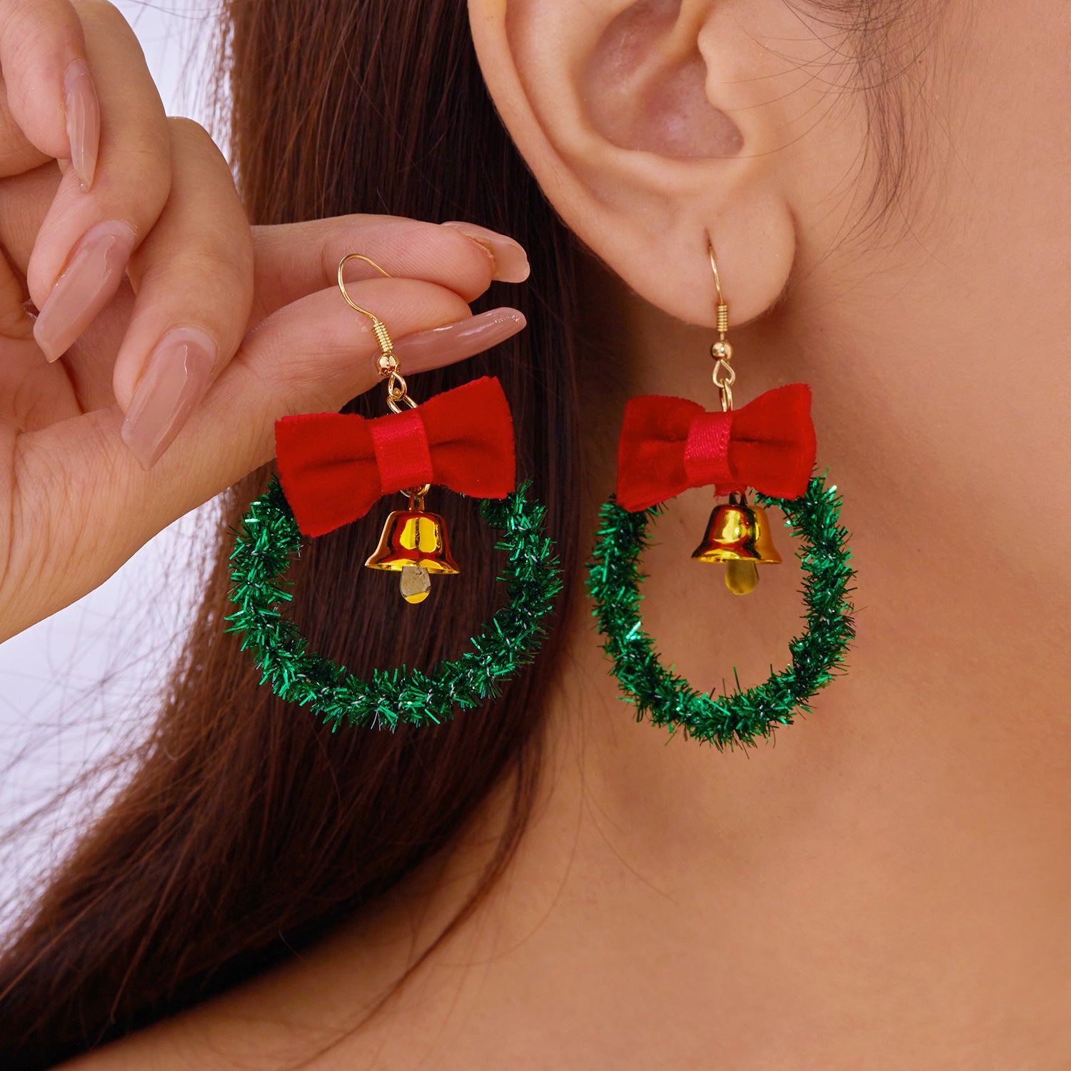 Wholesale Christmas Tree Bow Wreath Bell Earrings