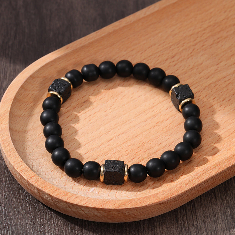 Wholesale Natural Volcanic Stone Snowflake Stone Beads Bracelet
