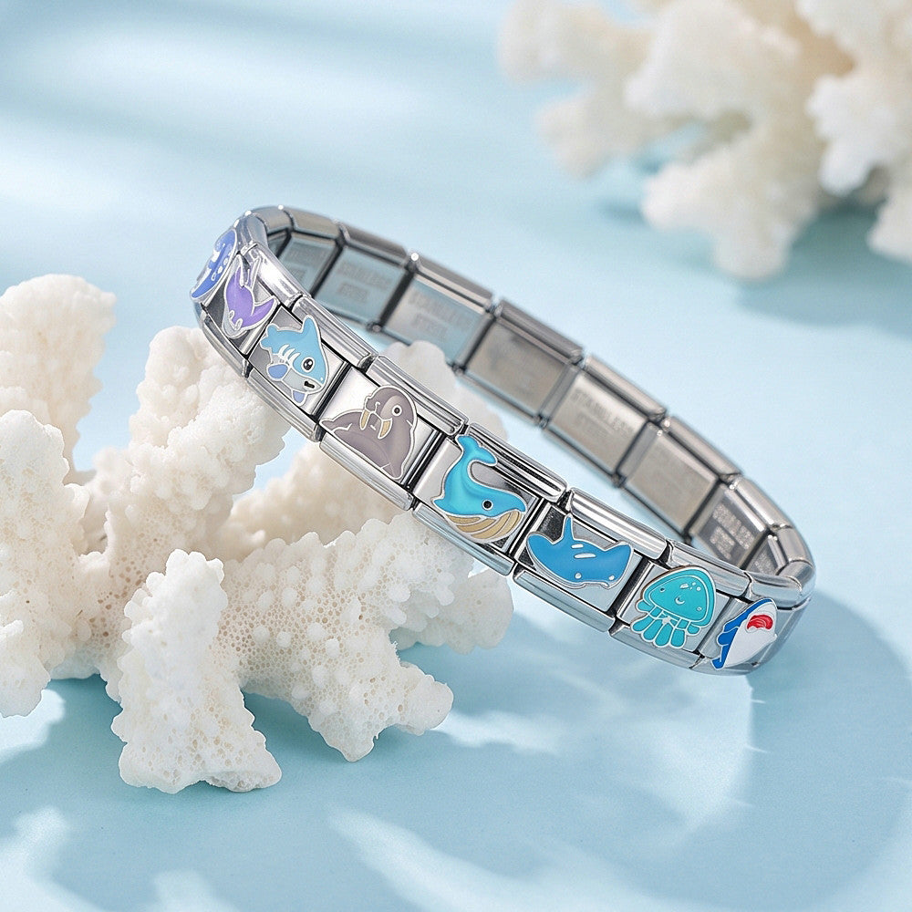 Wholesale Ocean Animal Stainless Steel Modular Bracelet DIY Jewelry Accessory for Resale