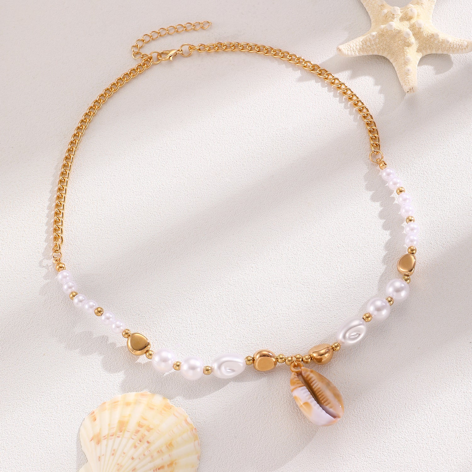 Wholesale Bohemian Summer Beach Shell Necklace And Bracelet Set Faux Pearl Starfish Conch Women S Fashion Jewelry Accessory