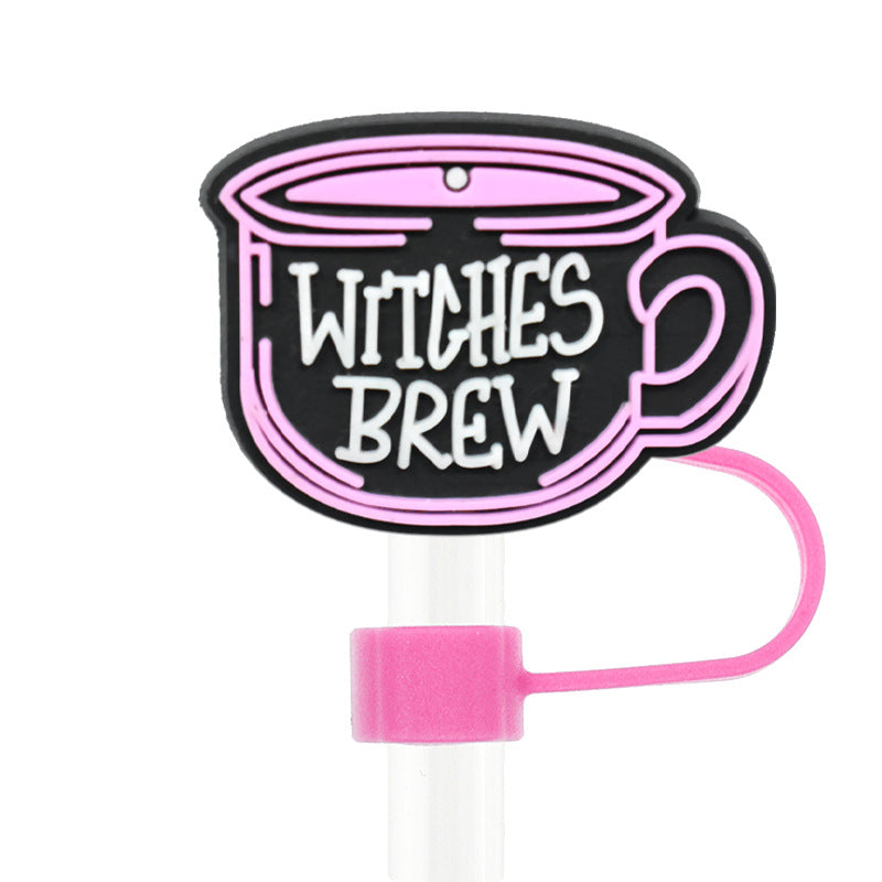 Wholesale Random 100pcs Halloween 10mm PVC Soft Straw Tube Cap ACC-SCR-RYY101