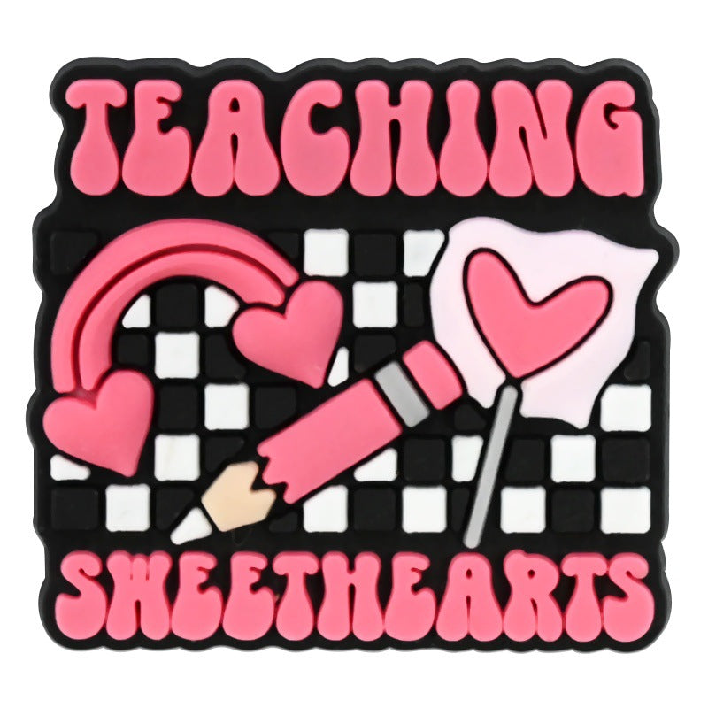 Wholesale  Random 100pcs Teacher' s Day Series  PVC Soft Rubber Shoe Buckle Decoration