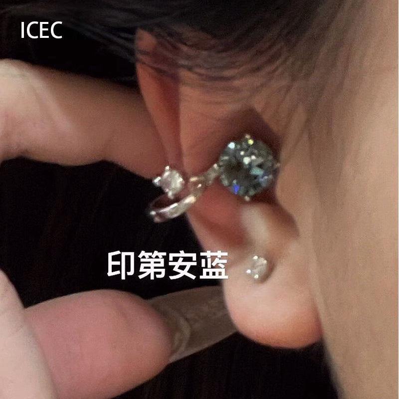 Wholesale Blue zircon line ear clip  earrings