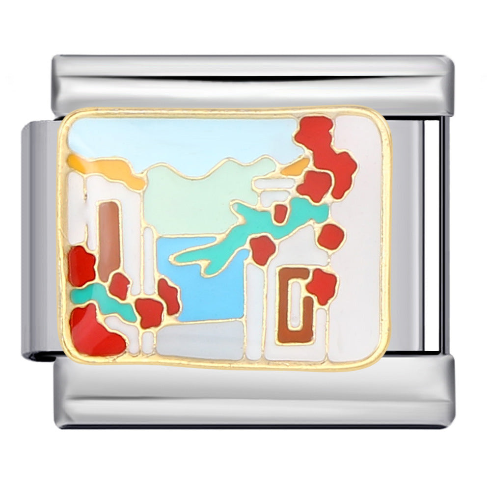 Wholesale  Italian Charm Bracelet 9mm DIY Splicing Removable Landscape Element Stainless Steel Composable Bracelet