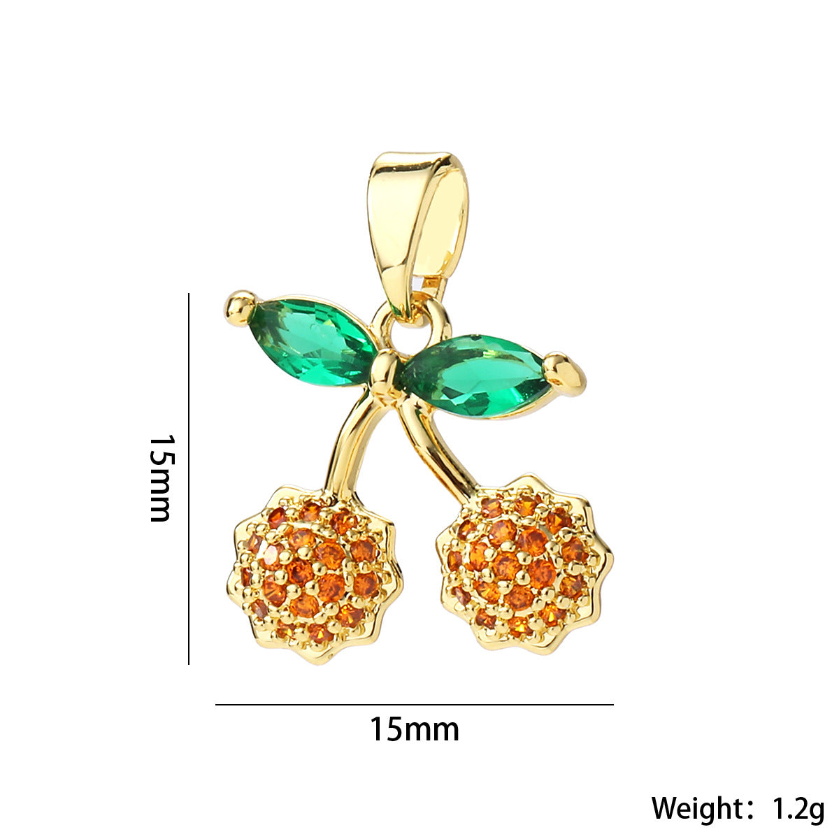Wholesale 14K Gold Plated Brass Cherry Pendant Necklace Micro Set Zircon Fruit Choker Stylish Fashion Accessory For Women Gift