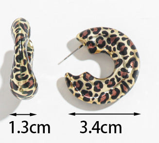 Wholesale Leopard-print C- ring Earrings