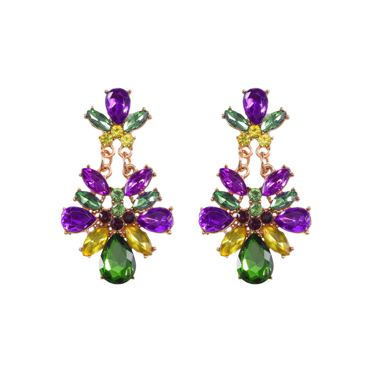 Wholesale Alloy flower carnival-themed dangle earrings with rhinestones