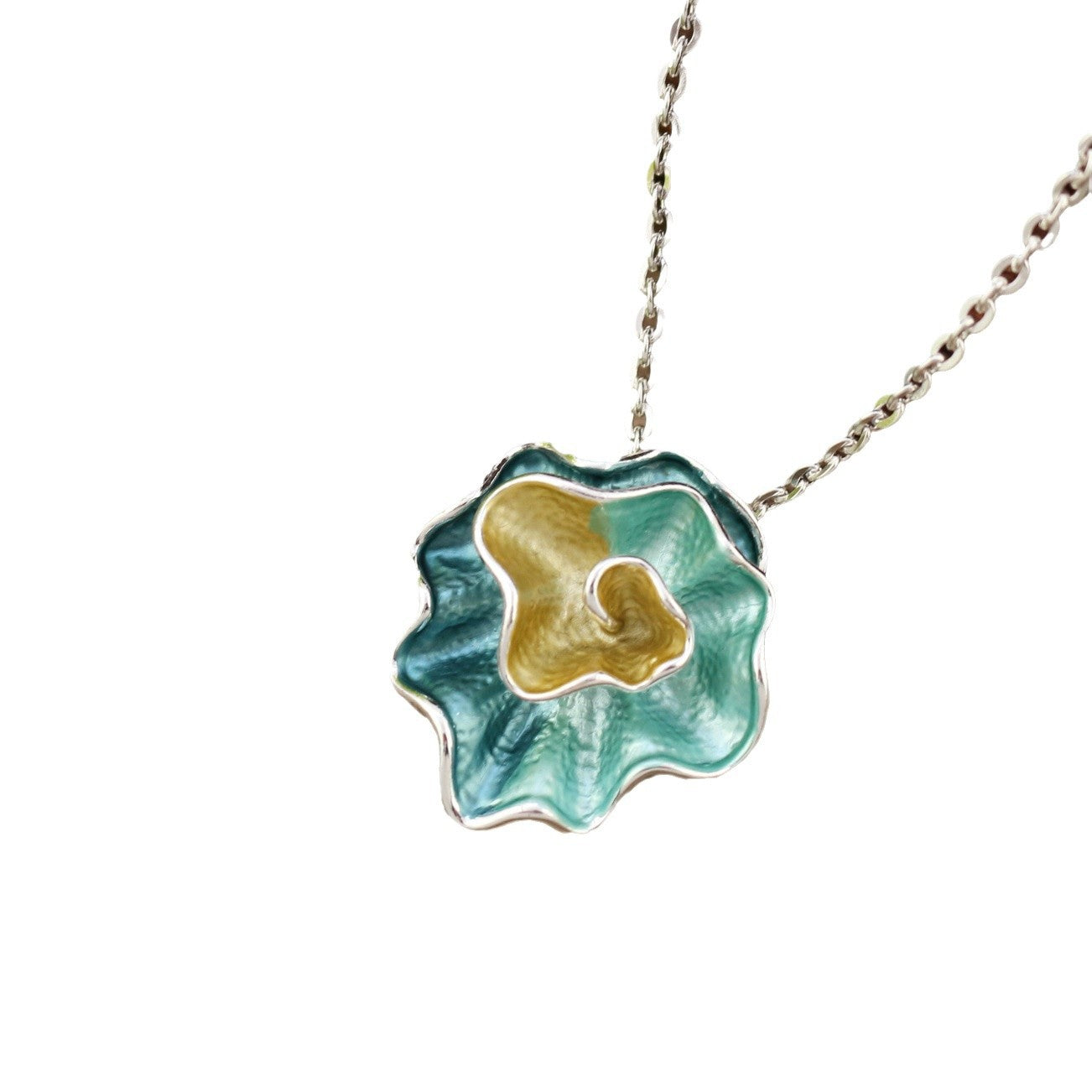 Wholesale Geometric Color Painting Oil Flower Pendant  Necklace