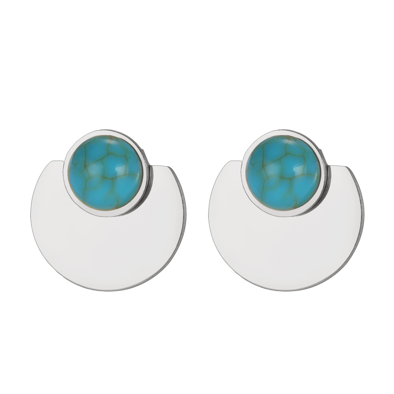 Wholesale Geometric Stainless Steel Turquoise Earrings for Women - Elegant Fashion Accessory Gift