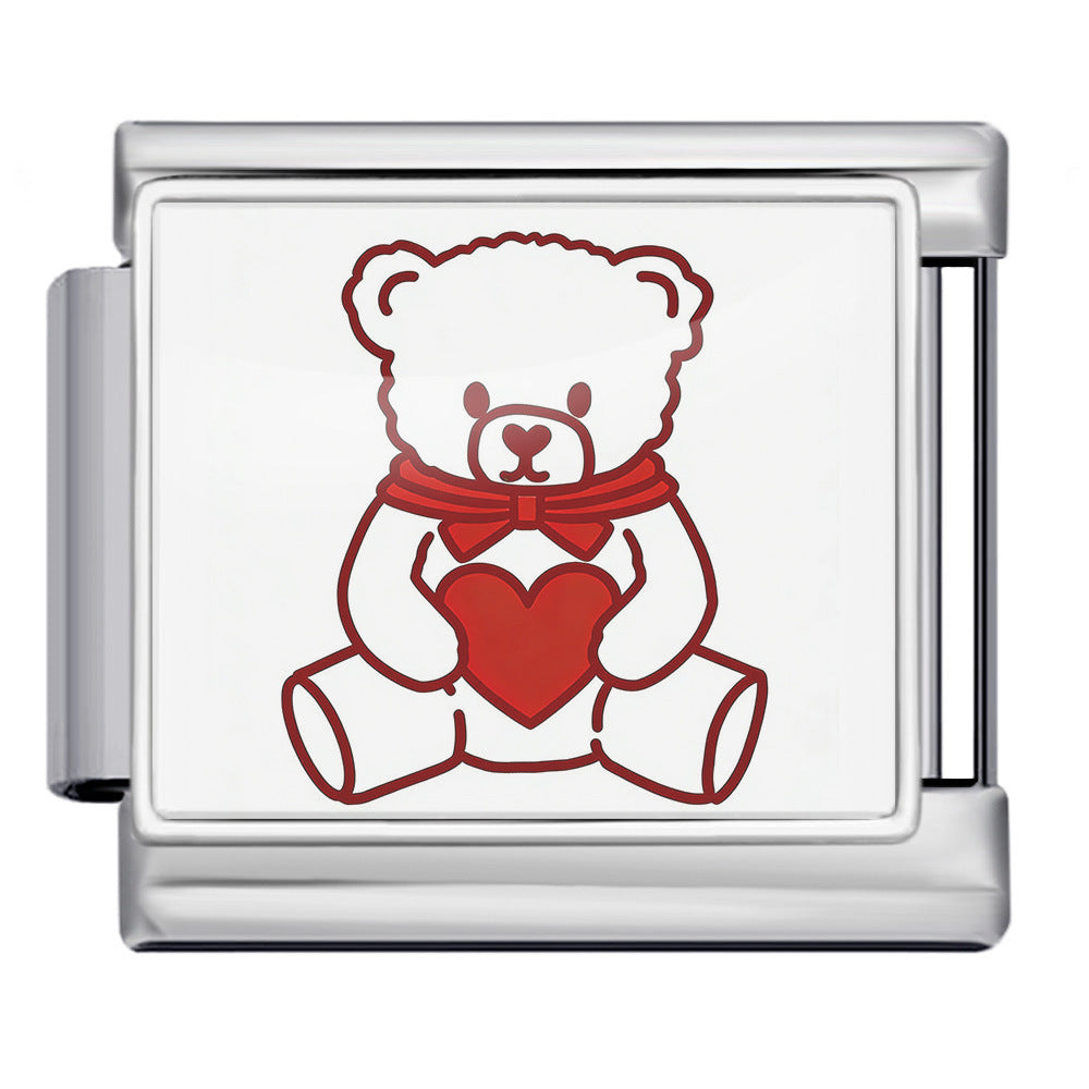 Wholesale 9mm Italian Charm Starter Bracelets DIY Valentine' s Day Heart-Shaped Stainless Steel Composable Bracelet