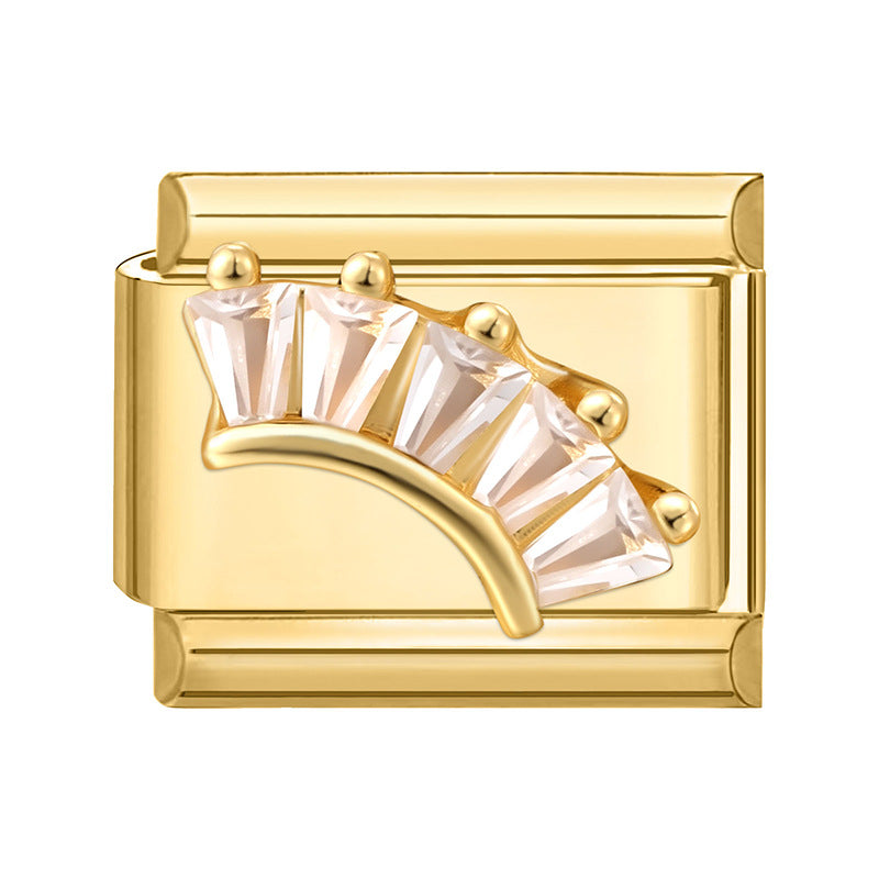 Wholesale Italian Charm Bracelet 9mm DIY Splicing Gold Micro-Inlaid Cubic Zirconia Stainless Steel Composable Bracelet