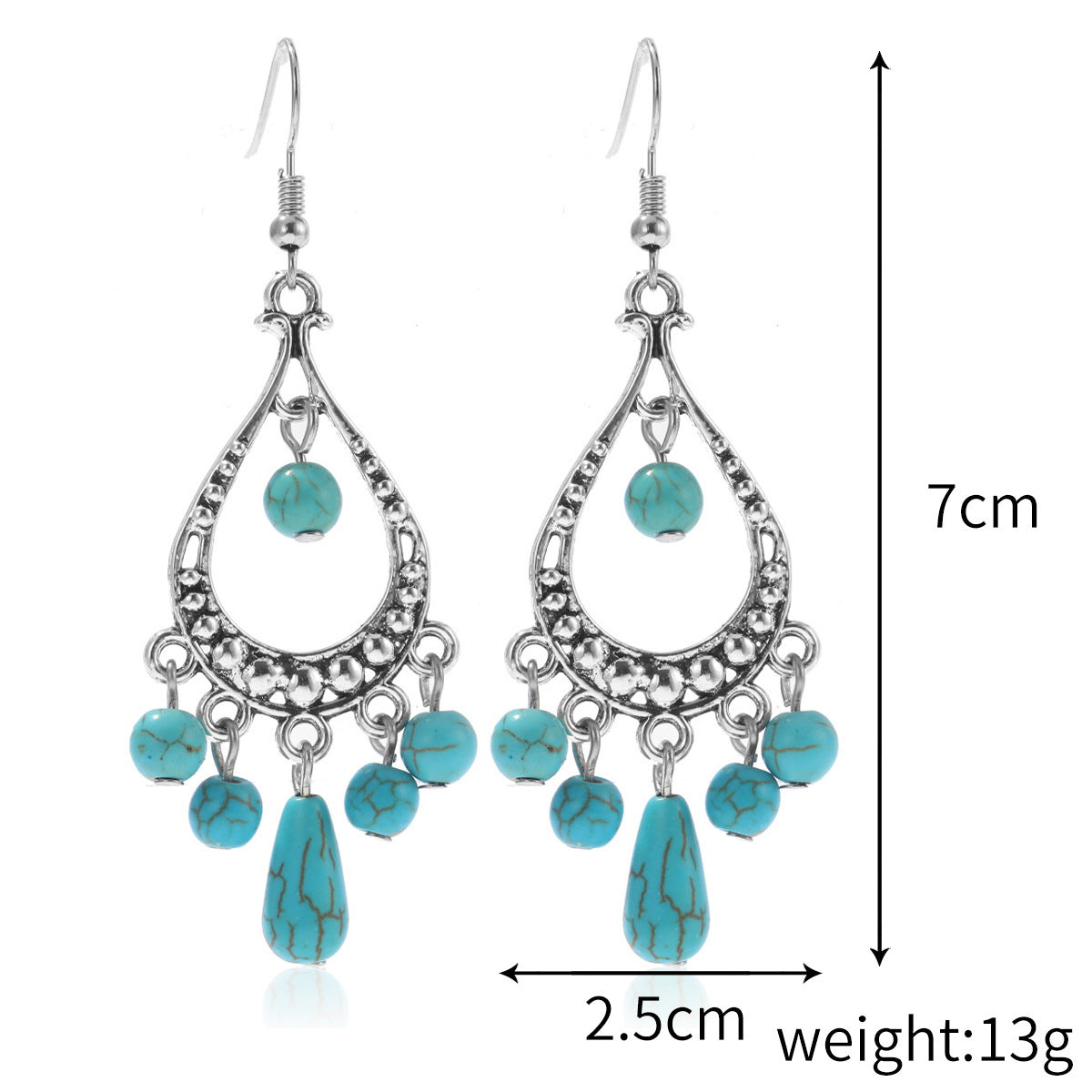 Wholesale Bohemian Turquoise Water Drop Pendant Necklace,  Fashion Jewelry Accessory for Everyday Gift or Resale