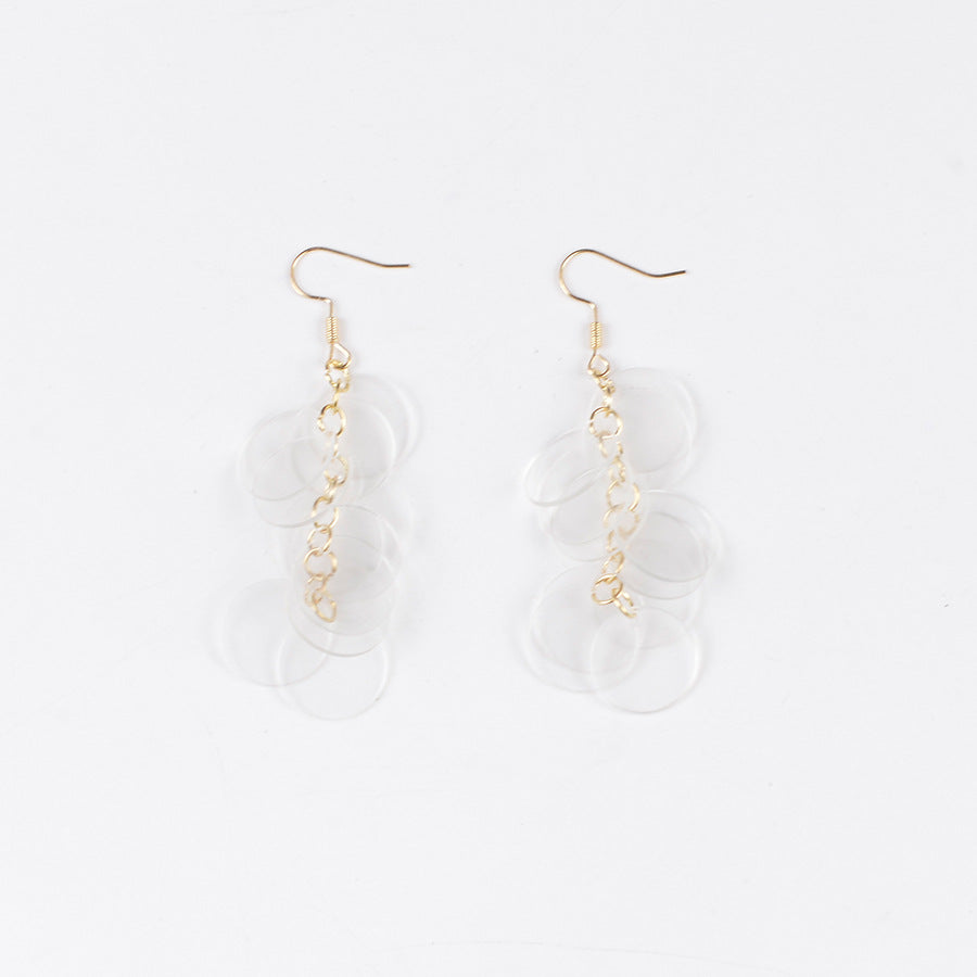 Wholesale  seaside holiday style transparent color round tassel earrings