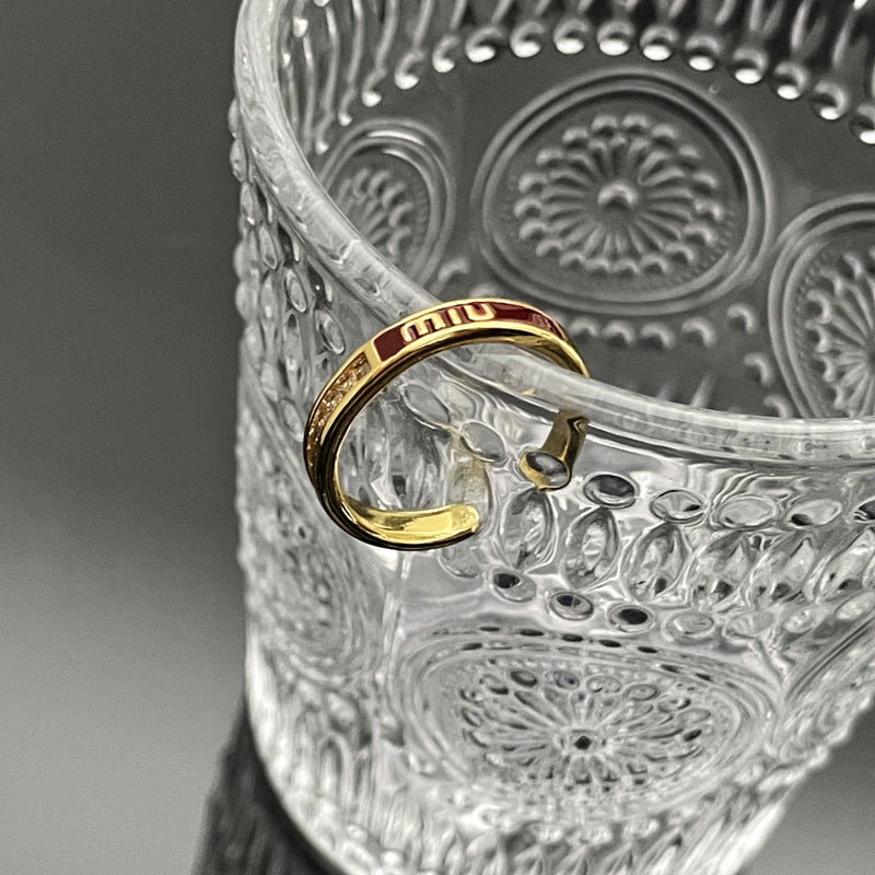 Wholesale Red Drop Glaze White Open Ring