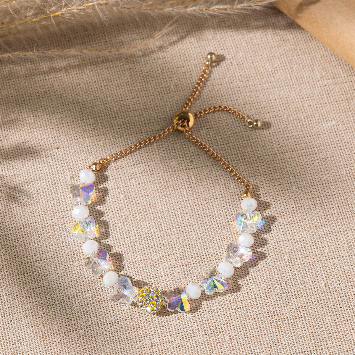 Wholesale Colorful gradient butterfly glass bead bracelet