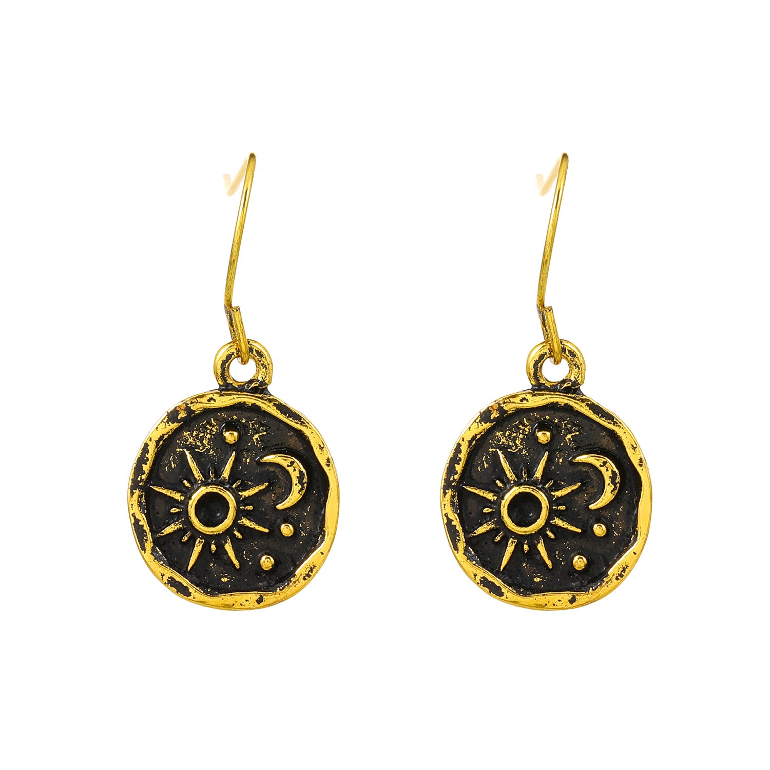 Wholesale Bohemian Style Sun Moon Earrings Geometric Metal Ethnic Wind Vintage Ear Jewelry