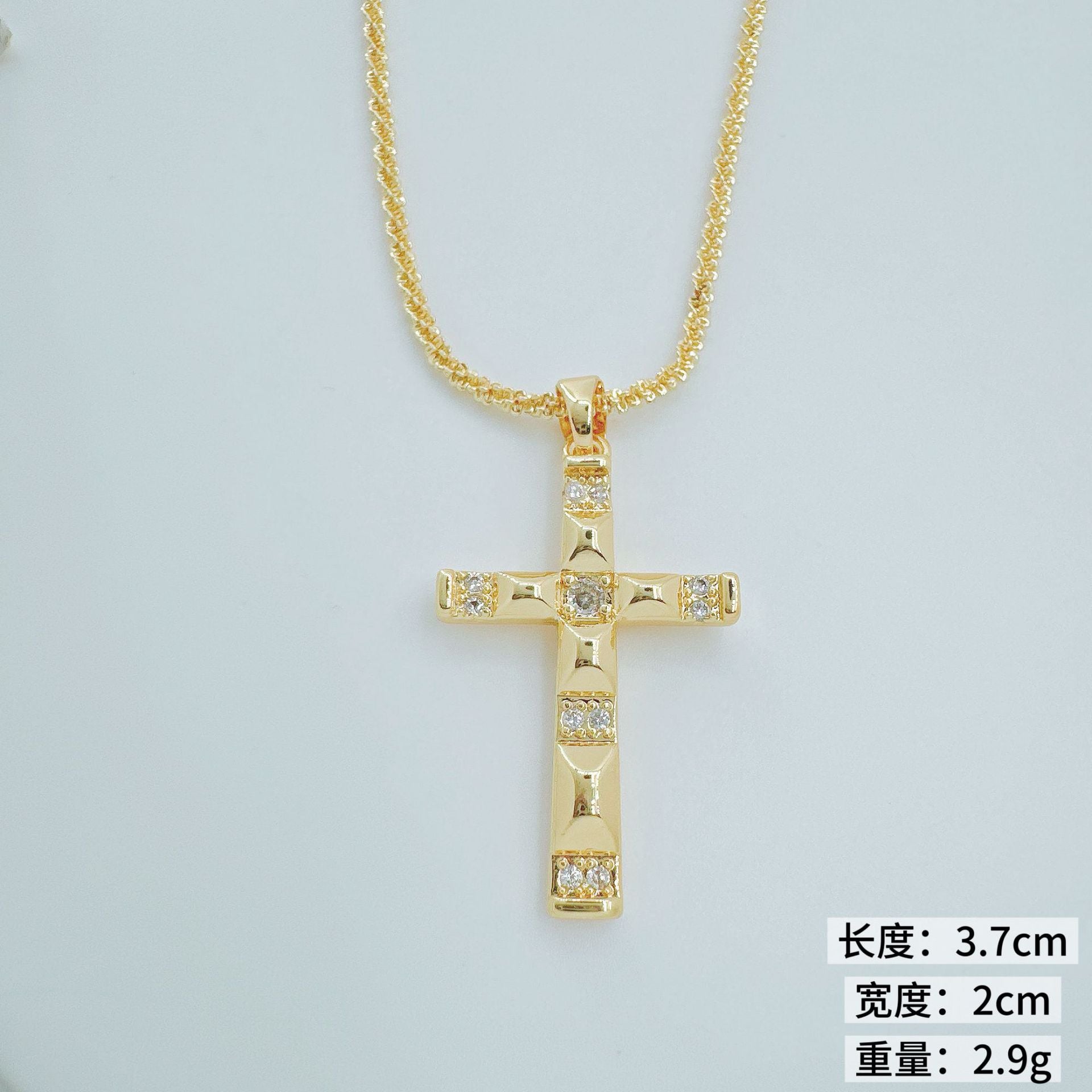 Wholesale Gold-Plated Copper Cross Pendant Necklace Trendy Jewelry Accessory for Women