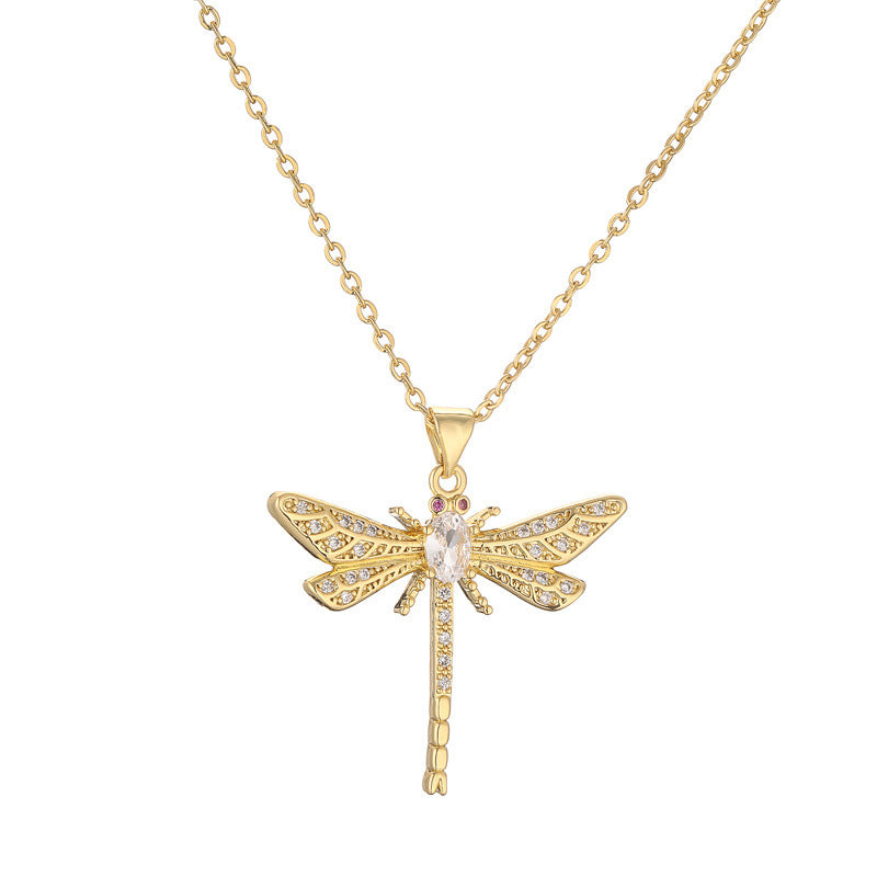 Wholesale Colorful Zircon Animal Necklace Dragonfly Pendant Necklace Butterfly Clavicle Chain ACC-NE-Changx003