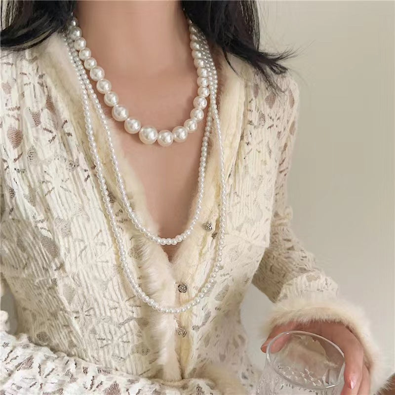 Wholesale Multi-layer Glass Pearl Long Necklace