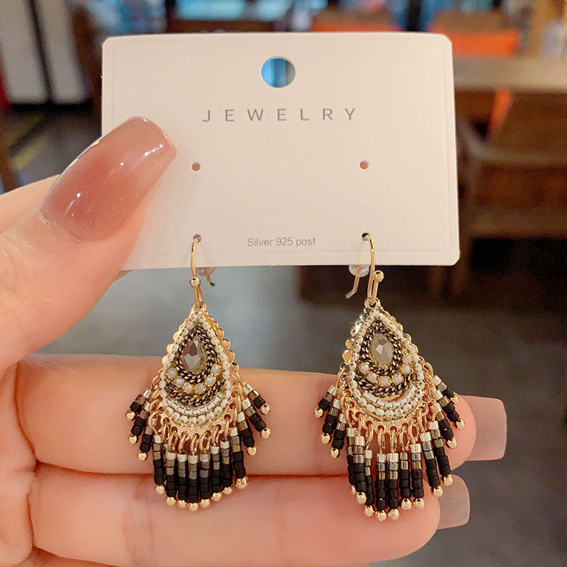 Wholesale Bohemian Handmade Crystal Earrings Gold-Plated Copper Party Wear