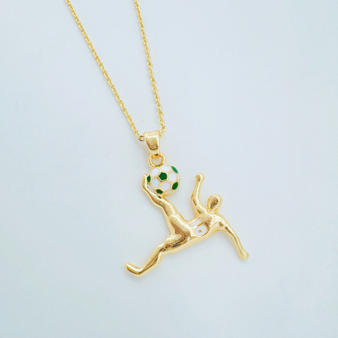 Wholesale Gold Plated Copper Football Pendant Necklace