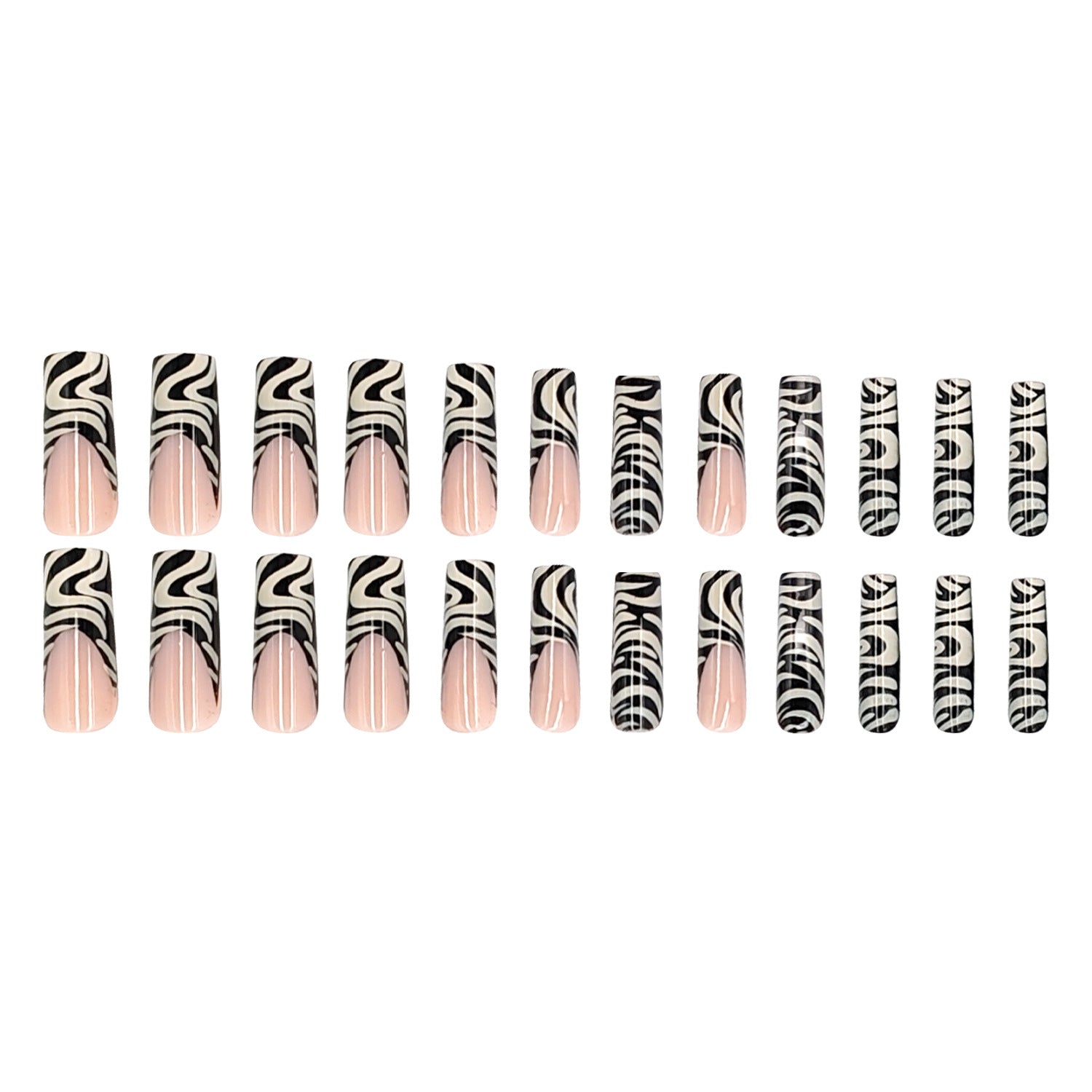 Wholesale 24 Pieces/box Line Leopard Print Manicure Press-on Nails Kits Nail Stickers ACC-NS-NaiEr004