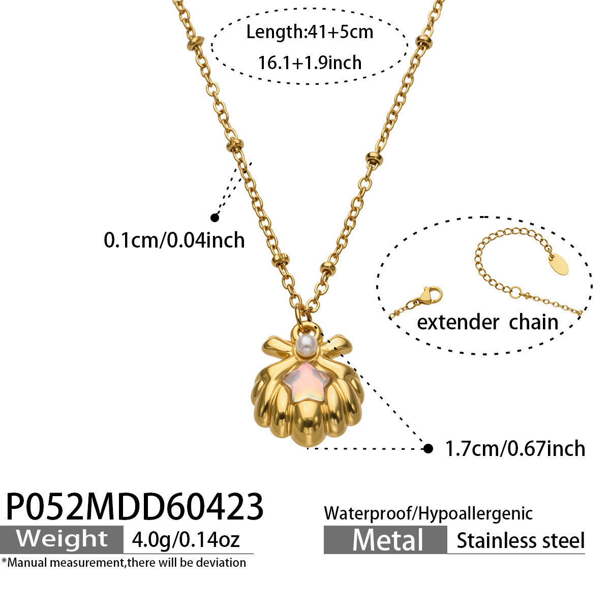 Wholesale Stainless Steel Collarbone Necklace with Shell,  Enamel,  and Faux Pearl Accents
