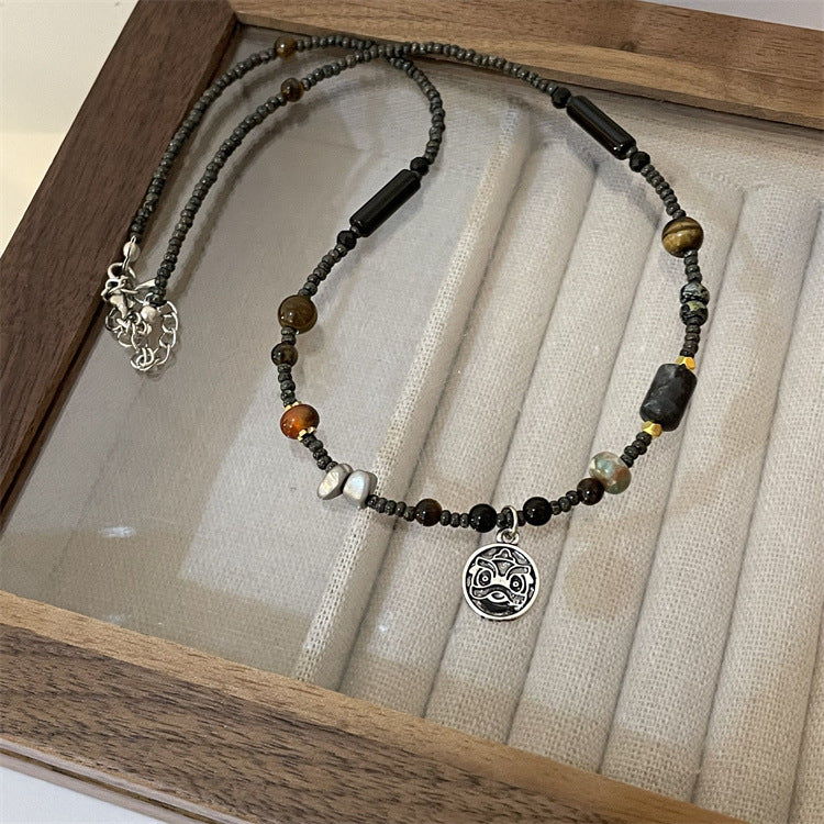 Wholesale Natural Stone Beaded Butterfly Necklace