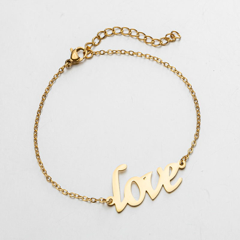 Wholesale  Stainless steel Mother's Day Pendant Fashion Retro English Letter LOVE  Bracelet