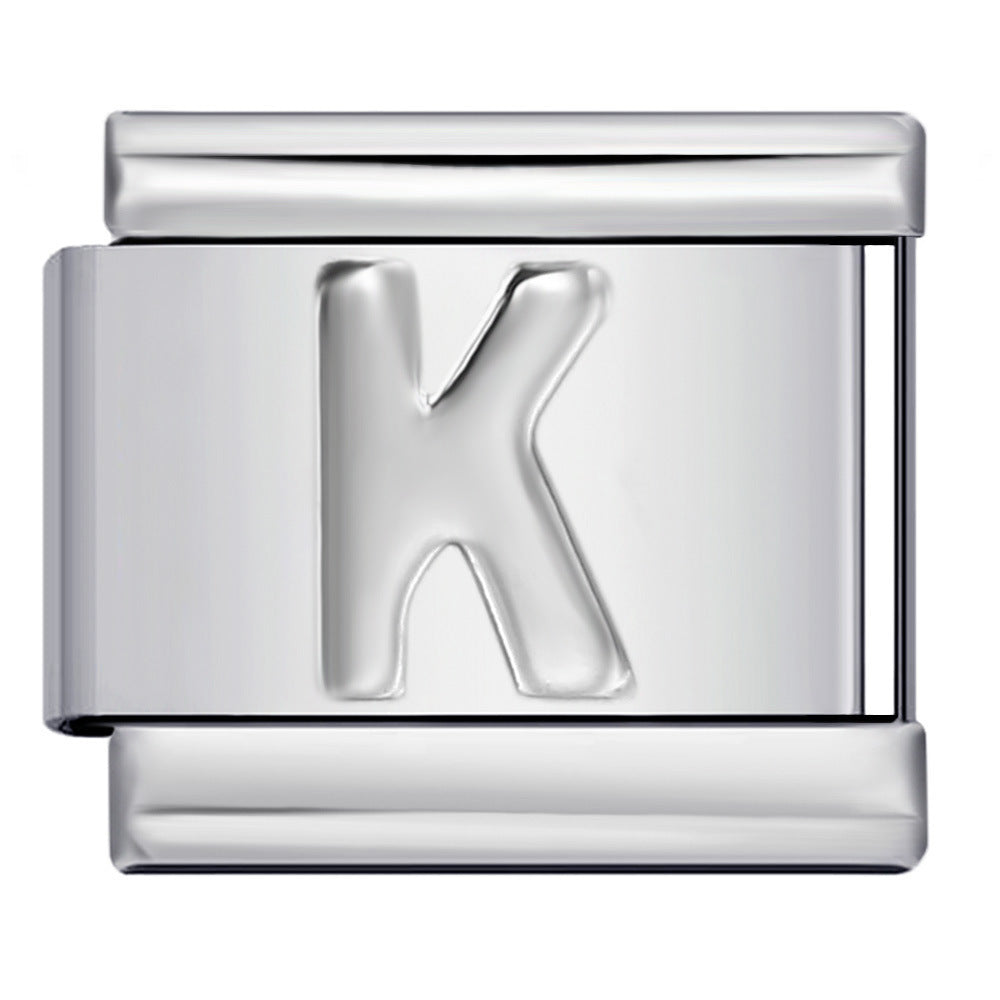 Wholesale  Italian Charm Bracelet 9mm DIY convex 26-letter  Creative Stainless Steel Composable Bracelet