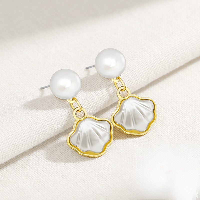 Wholesale French Style Shell Design Earrings,  Trendy Alloy Jewelry Accessory for Women Everyday Wear