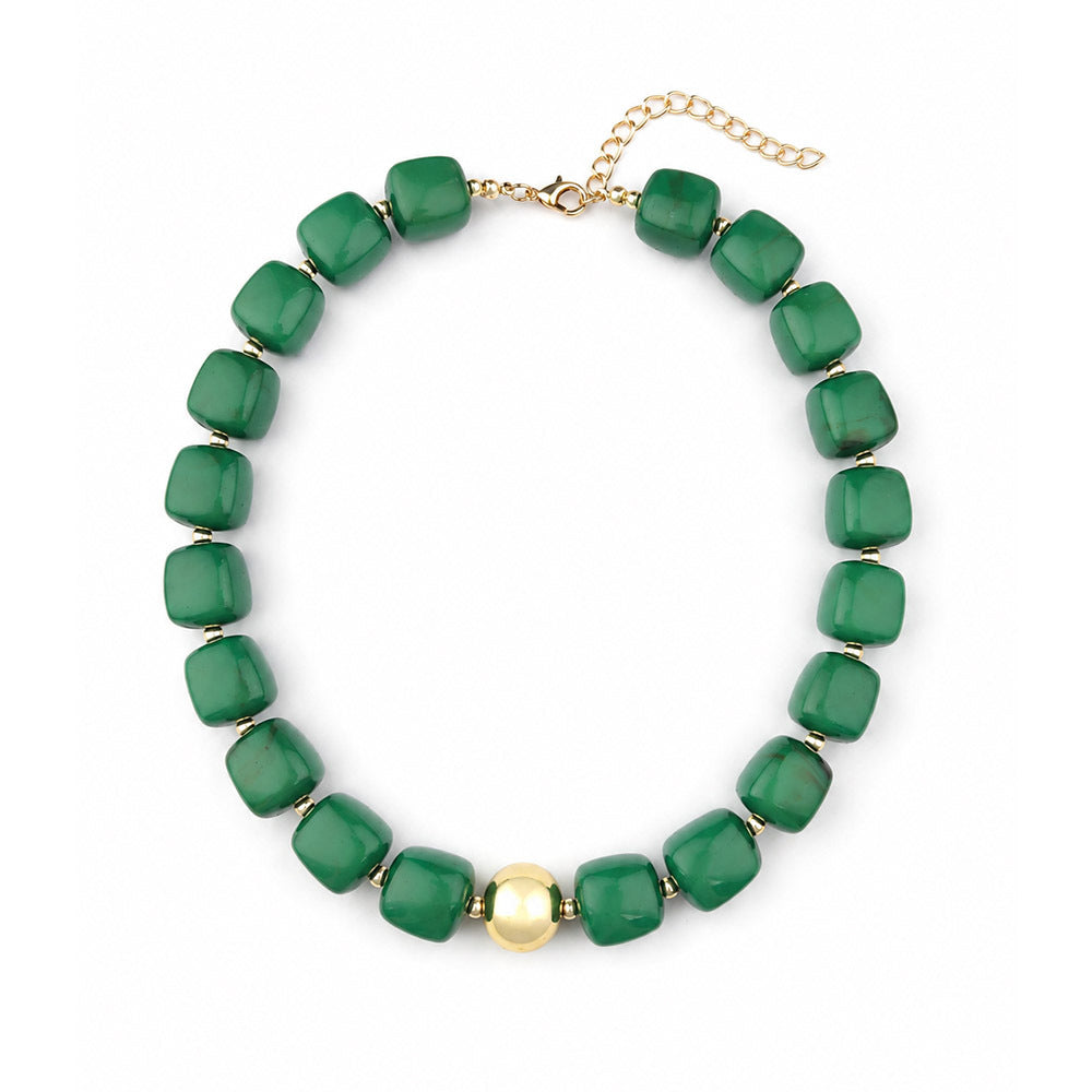 Wholesale Sweet Style Colorful Sugar Cube Acrylic Beaded Necklace Handmade Jewelry