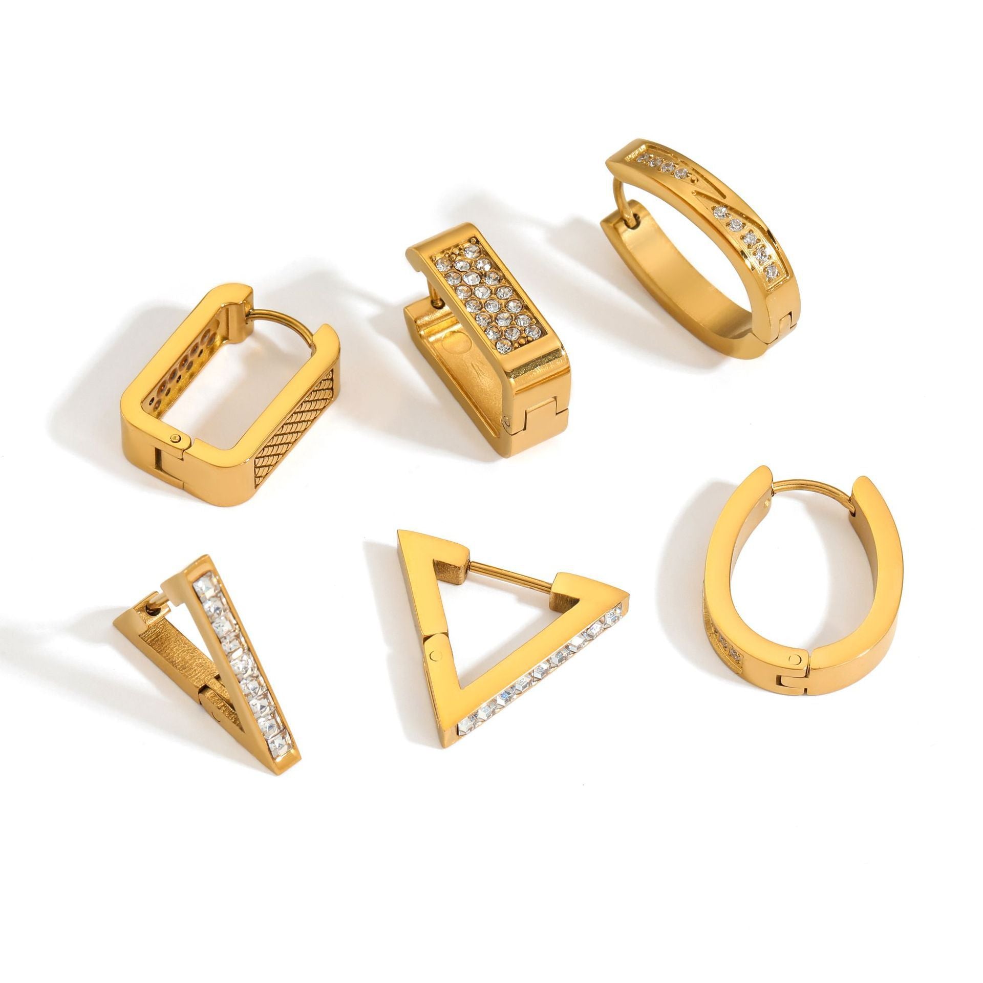 Wholesale Vacuum-plated stainless steel earrings Inlaid with diamonds